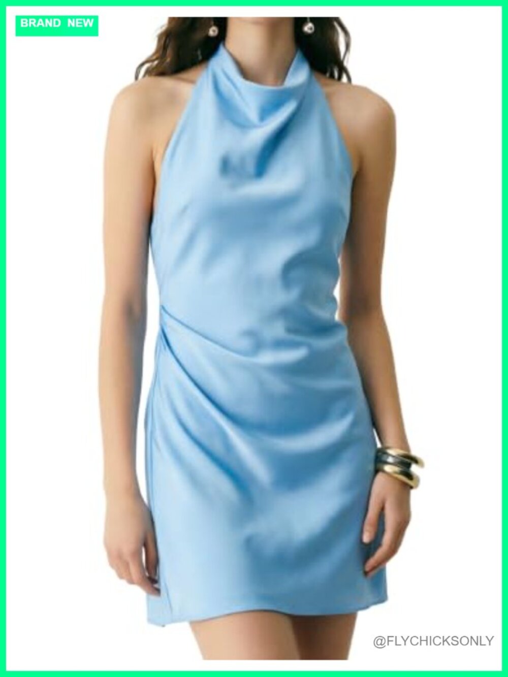 Satin Halter Mini Dress A-Line Backless Formal Party Short